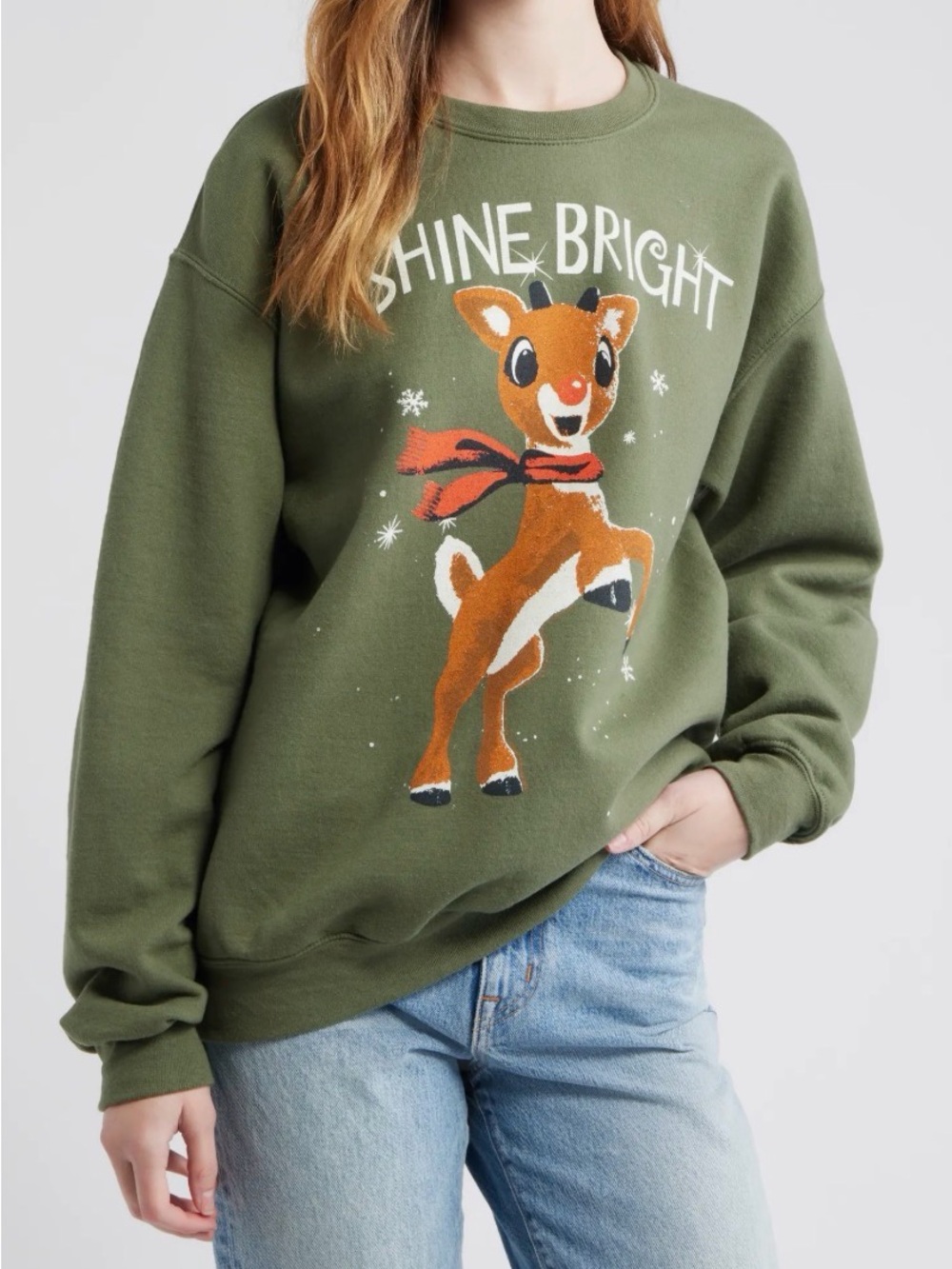 Junk Food Clothing Rudolph Shine Bright Crewneck Sweater